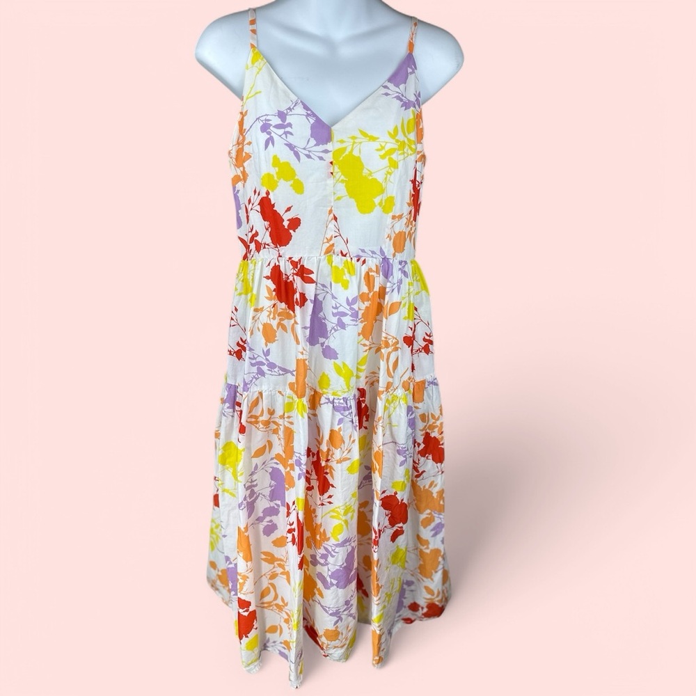 Peter Som size 0 RTR Yellow Red floral Sundress Spaghetti Strap Midi - Picture 3 of 15